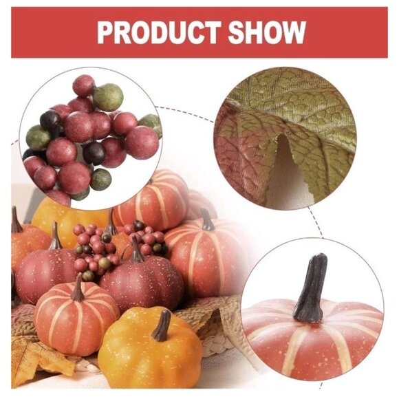 Artgar Pumpkin Decor - 15 PCS Pumpkins Harvest Decoration Set, Realistic Fake - Picture 3 of 5